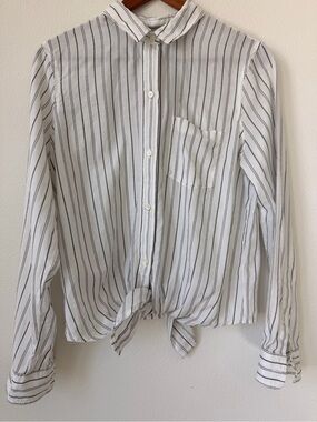 Madewell White Shirt with Black Pinstripes